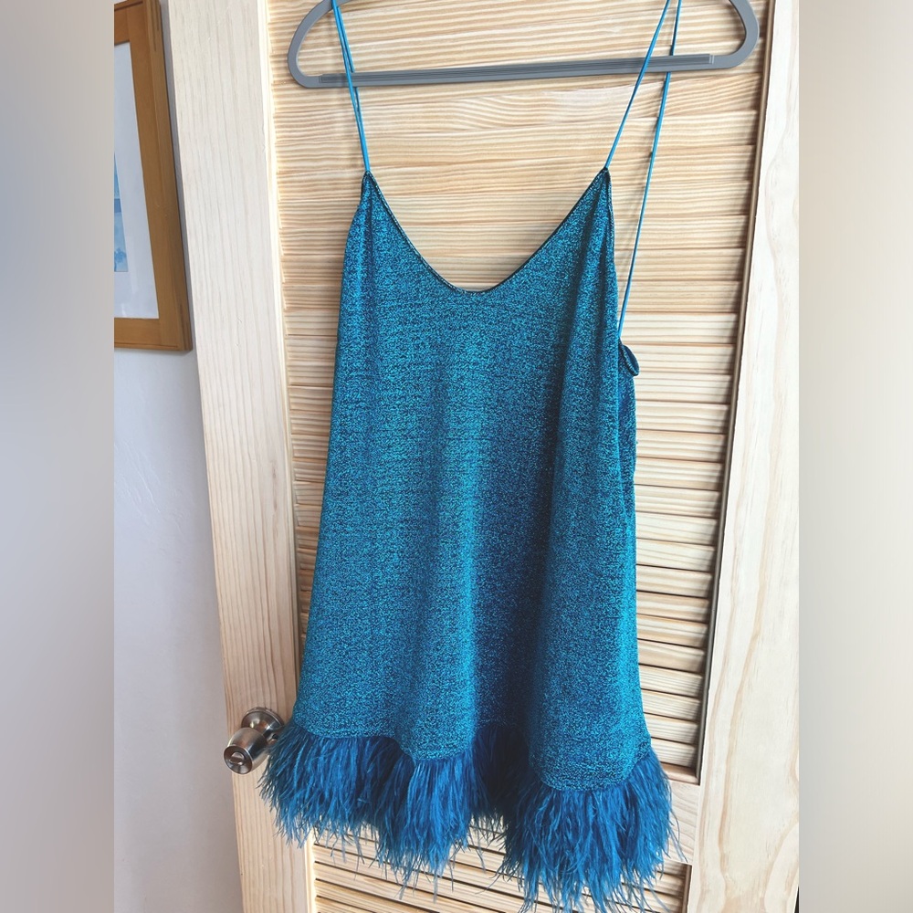 COPY - Oseree blue feather dress